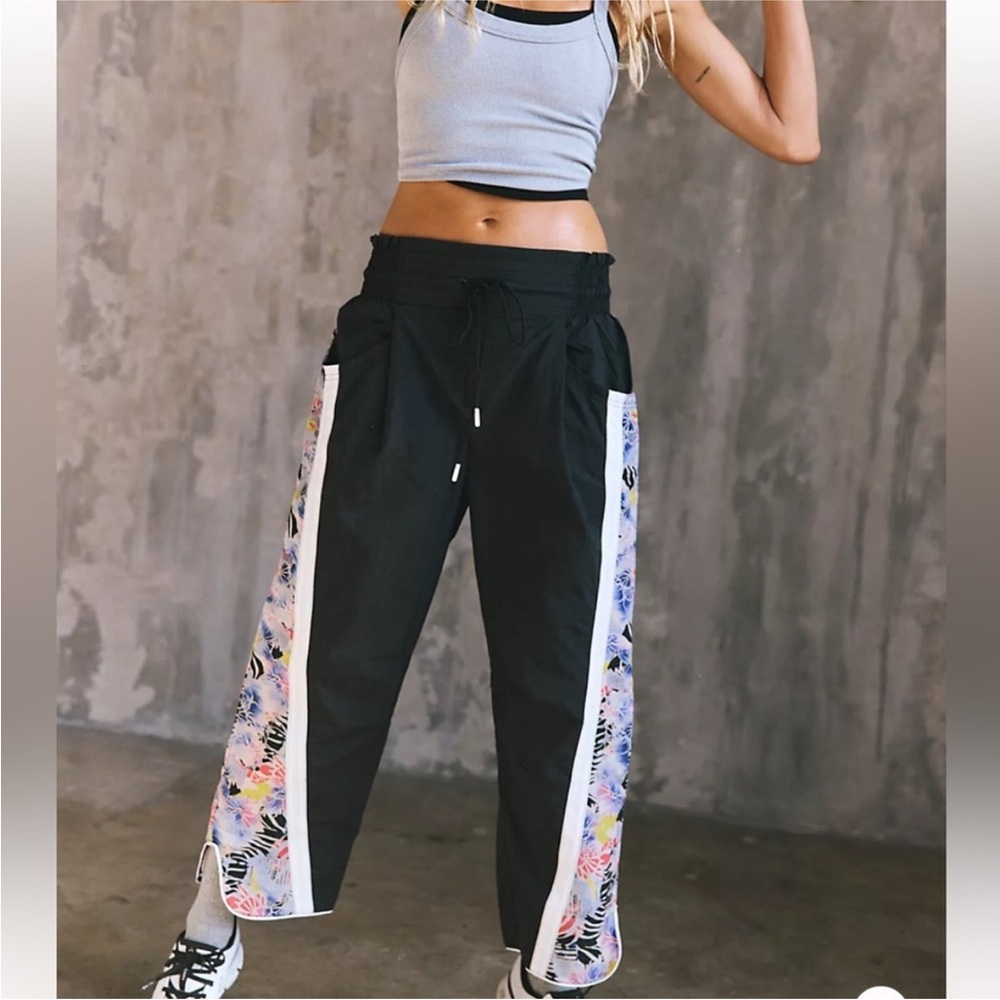FP Movement by Free People Black Joggers with Colorful Side Stripes